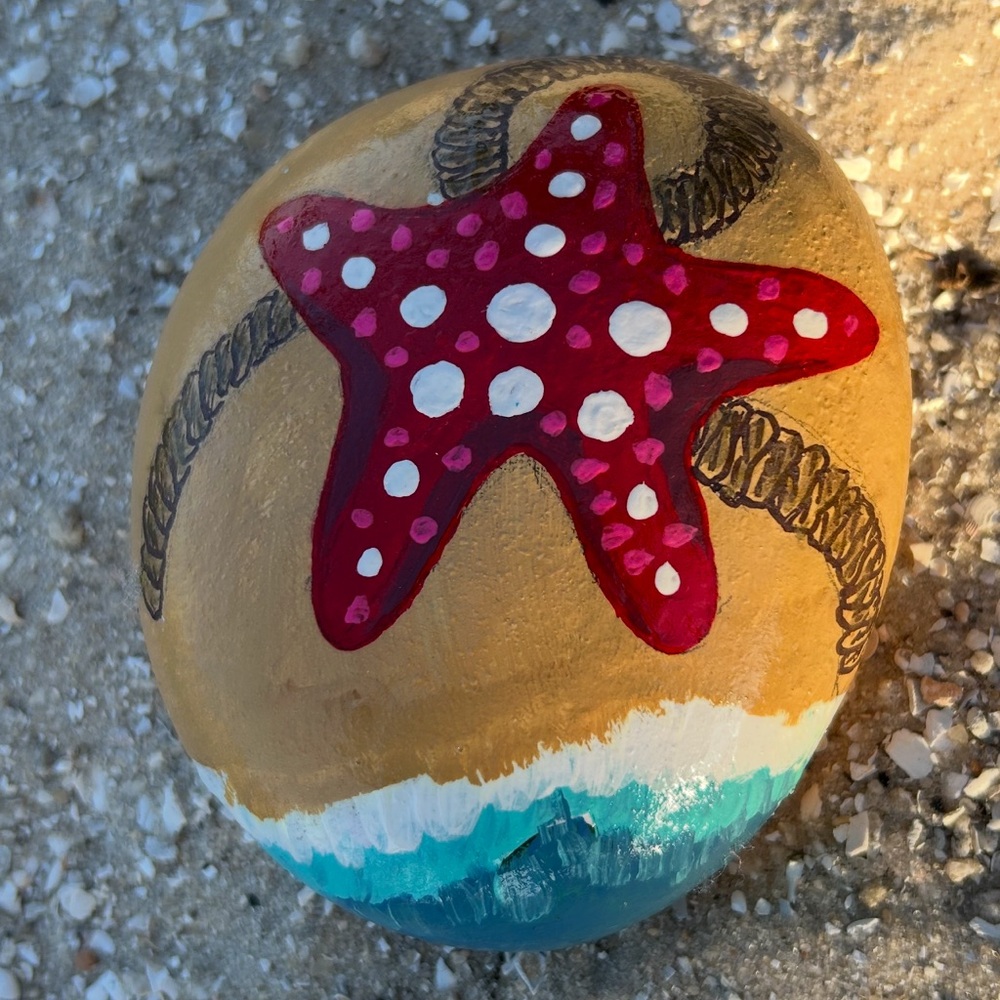 Hand-Painted Starfish Art Stone